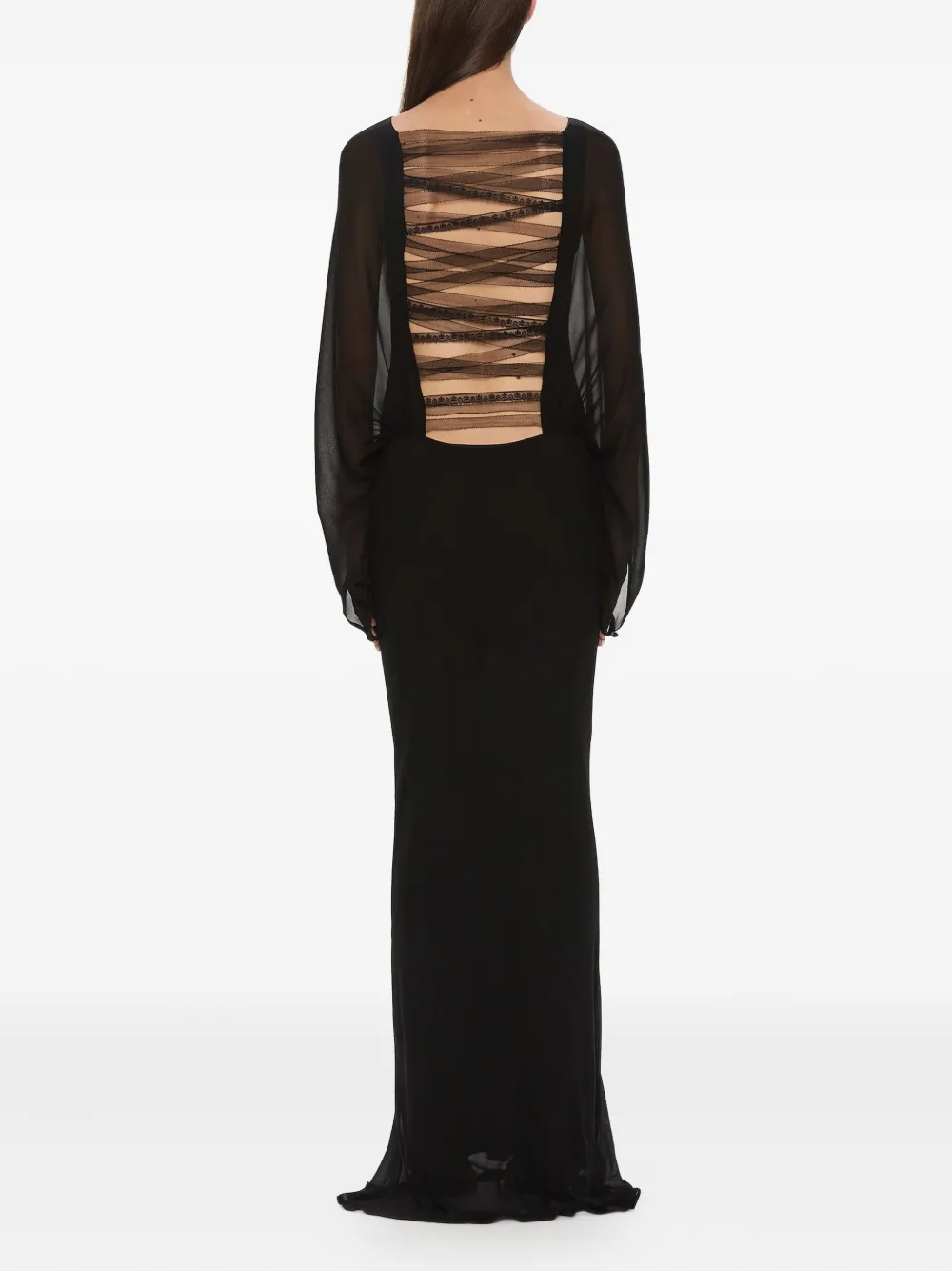 Christopher Esber Zijden maxi-jurk met kant Zwart