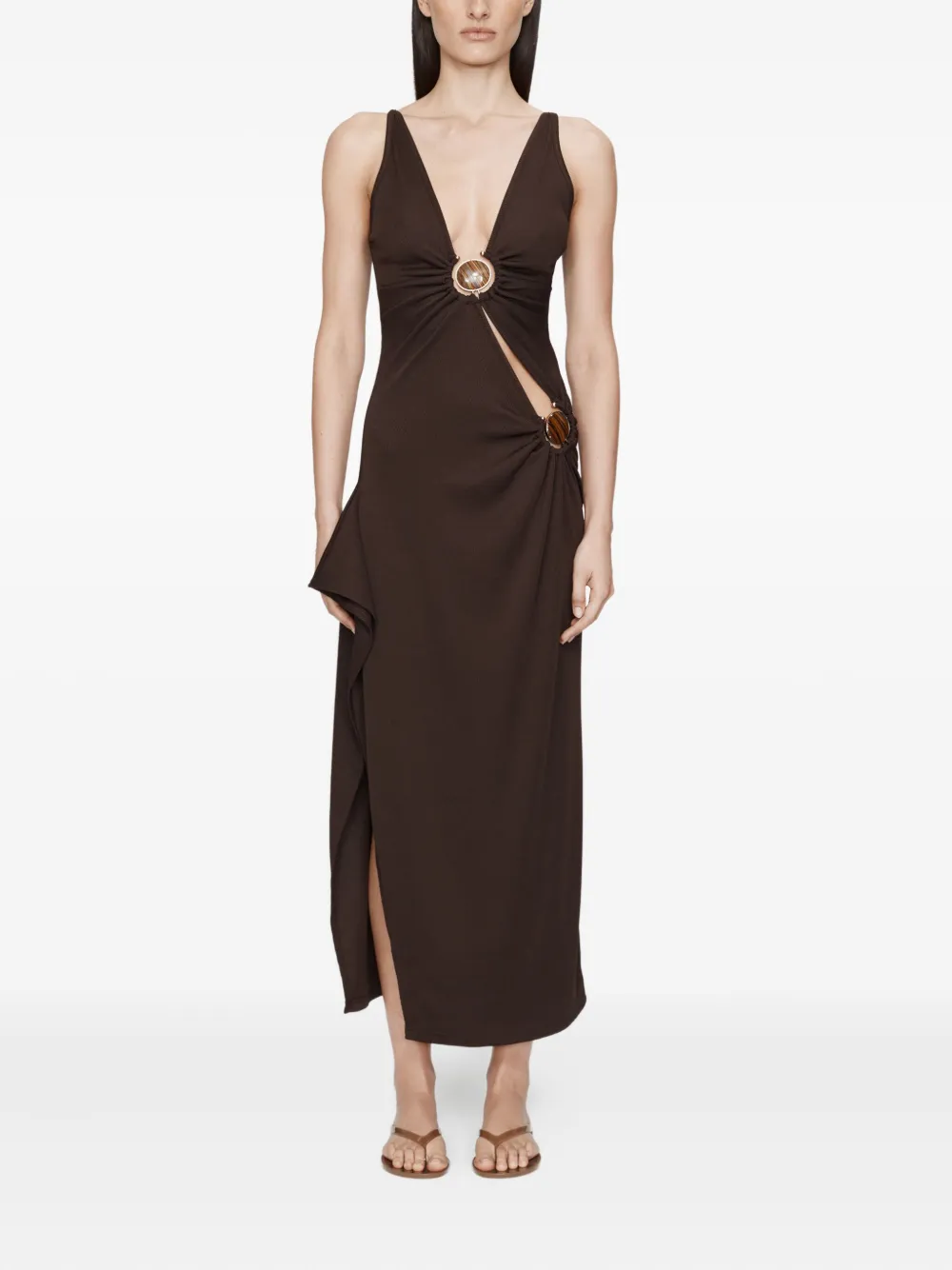 Christopher Esber Stone Cascade Tanktop-midikleid In Brown