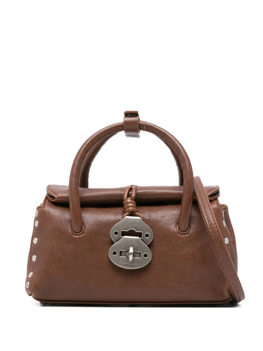 Zanellato Structured Shoulder Bag Featuring Rolled Handles In Brown