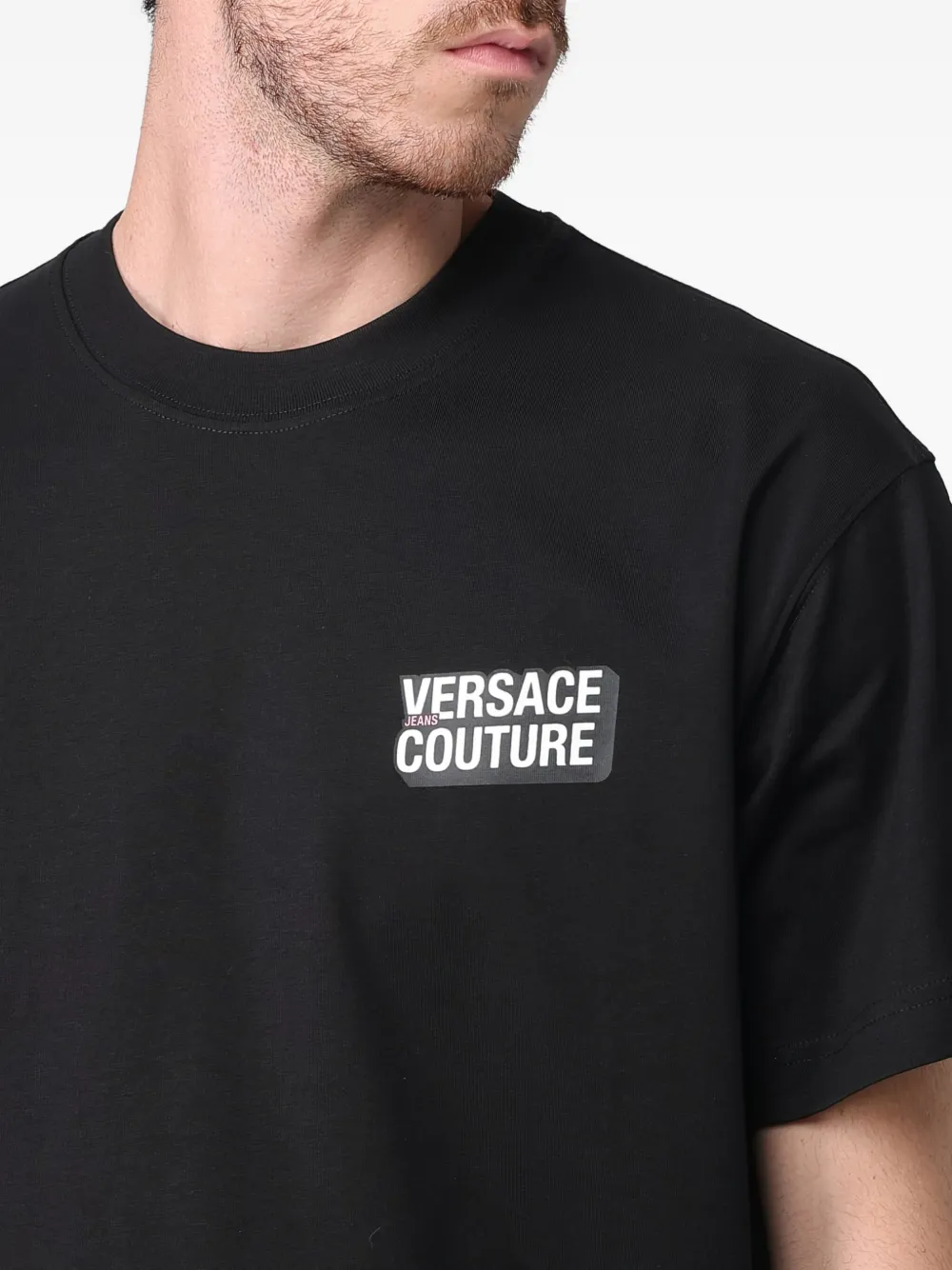 Versace Jeans Couture T-shirt met logoprint Zwart