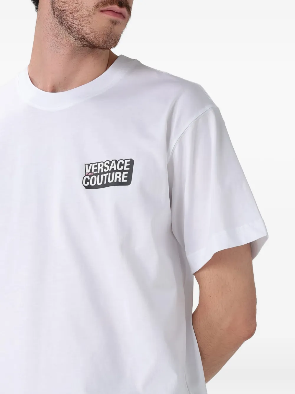 Versace Jeans Couture T-shirt met logoprint Wit