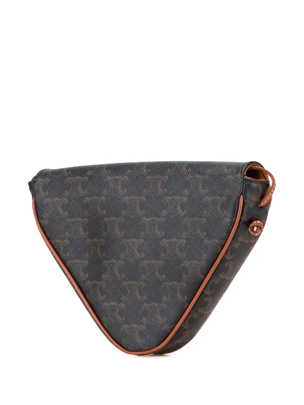 Pre-owned Celine 2020 Triomphe Coated Canvas Logo Triangle Crossbody Bag In Brown