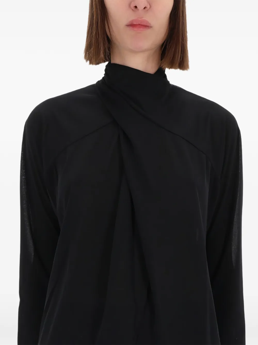  Versace Jeans Couture Draped High-neck Top - Black 