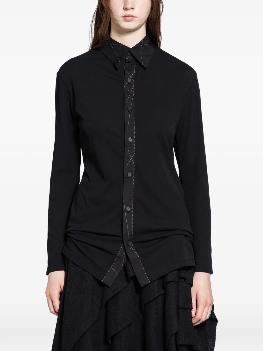 Yohji Yamamoto stitched-detail shirt - Black