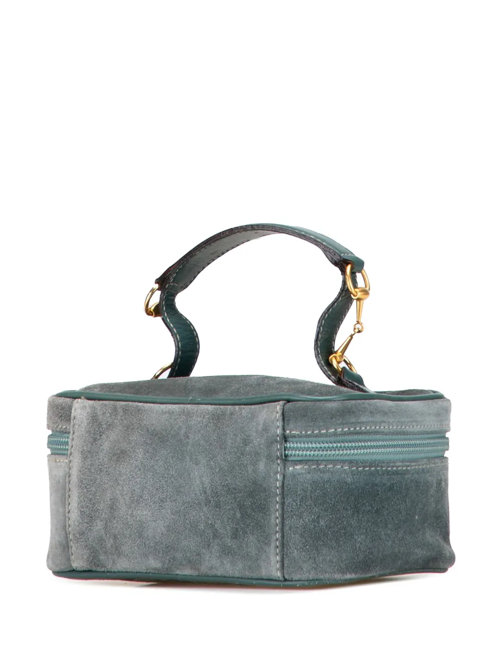 Pre-owned Gucci 20th Century Suede Horsebit Vanity Bag In Blue