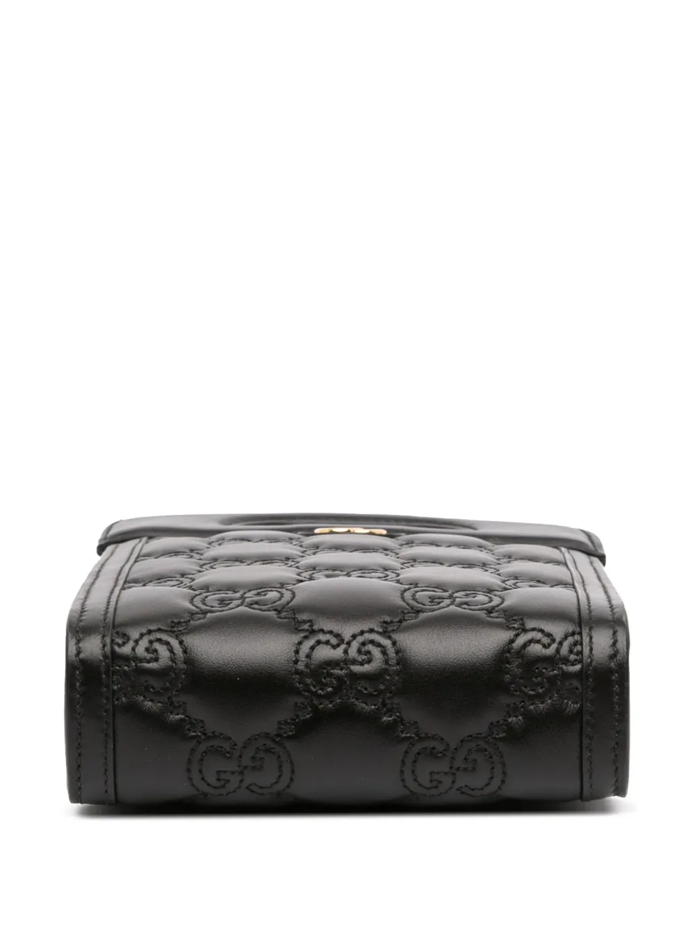 Pre-owned Gucci 2016-2025 Mini Gg Matelasse Leather Cut Out Handle Satchel In Black