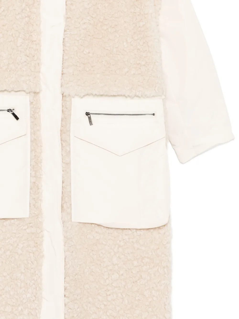 High Hooded Faux Fur Coat In Neutral