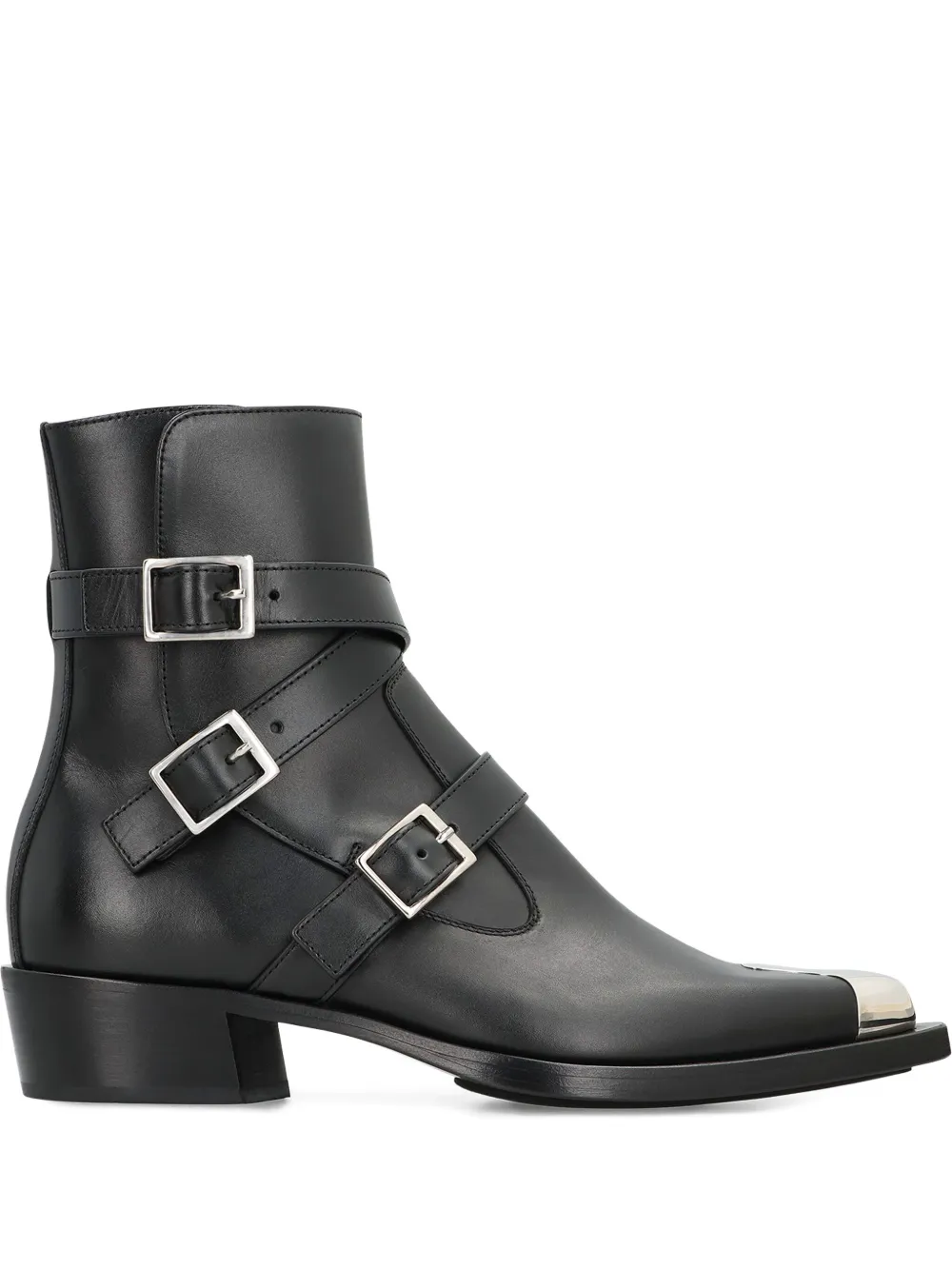 Alexander McQueen buckled pointed-toe boots Zwart
