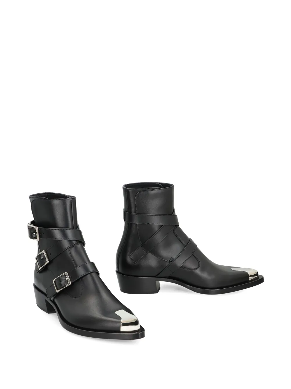 Alexander McQueen buckled pointed-toe boots Zwart