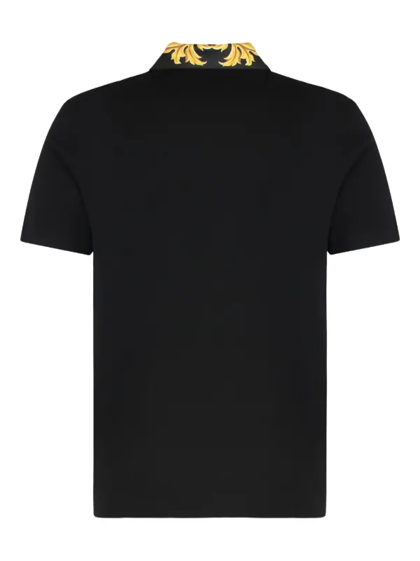 Versace patterned-collar Medusa Polo Shirt Black FARFETCH