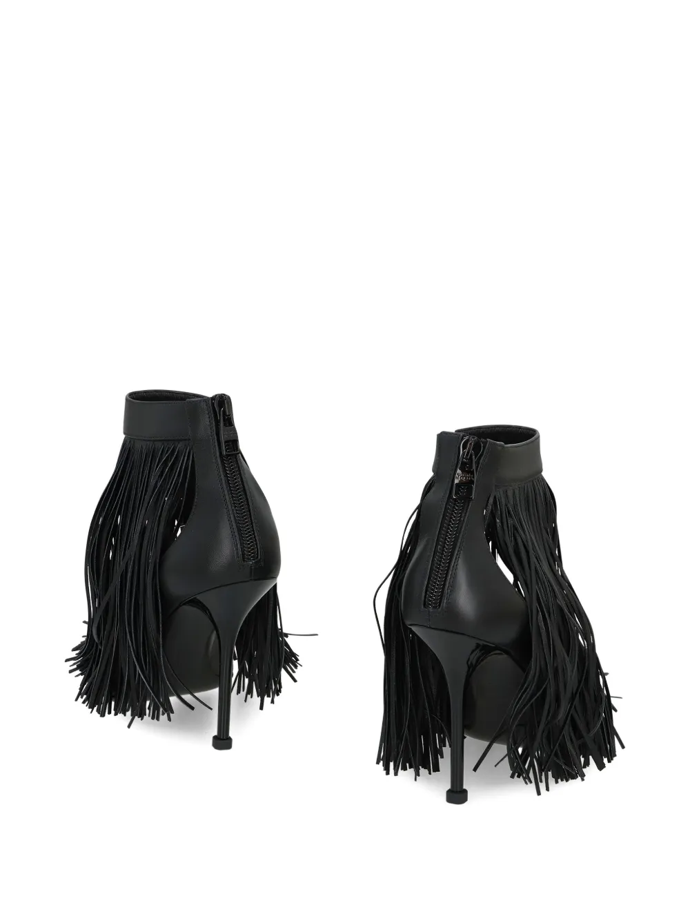 Alexander Mcqueen 100mm Fringed Sandals In Black