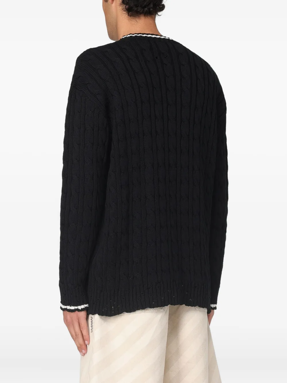 Marni Kabelgebreide trui met ronde hals Zwart