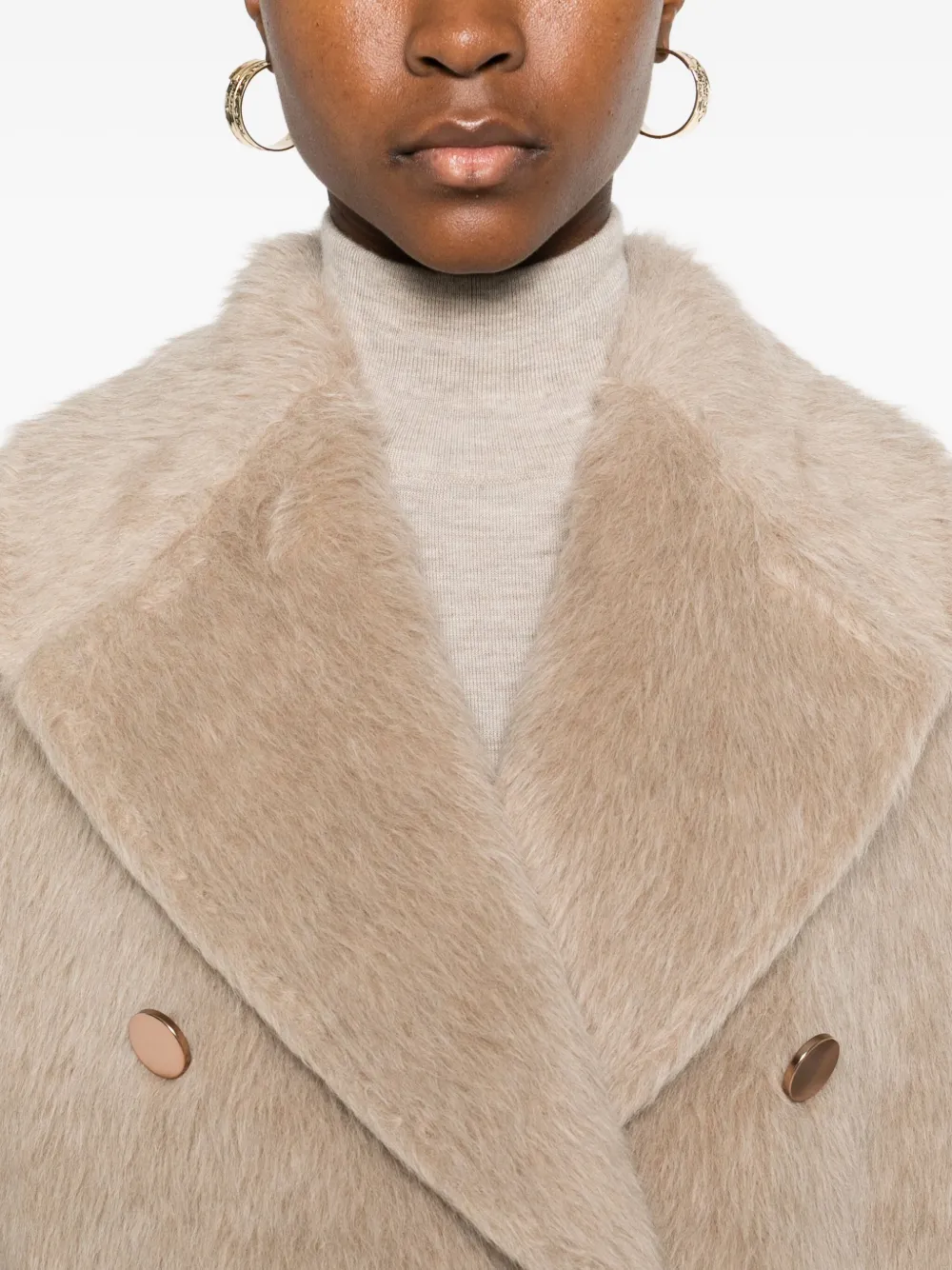 Tagliatore Double-breasted Alpaca-wool Blend Coat With Wide Lapels In Brown