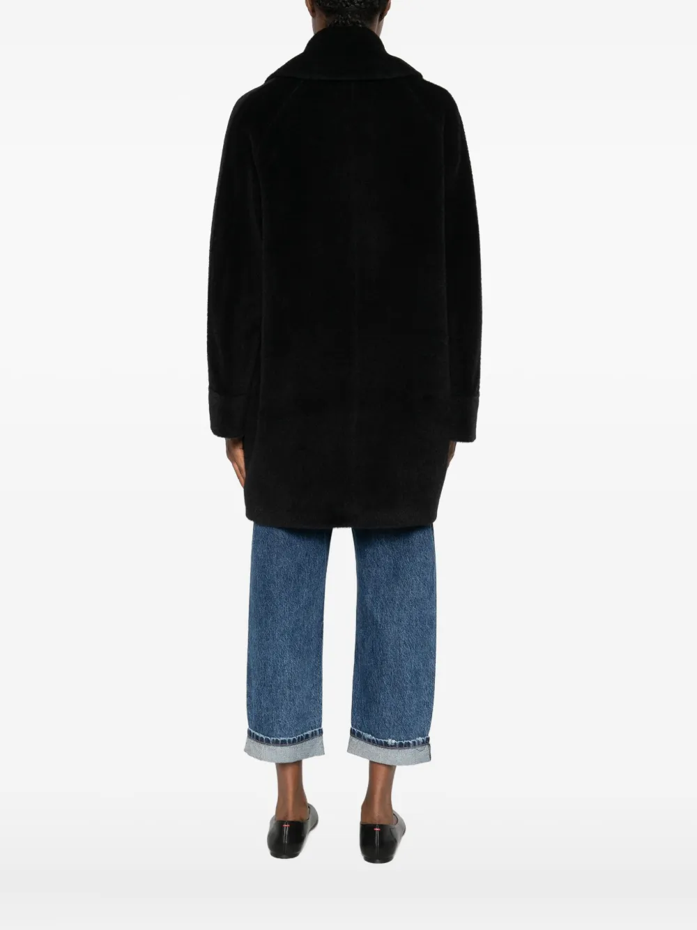 Tagliatore Double-breasted Alpaca And Virgin Wool Coat In Black