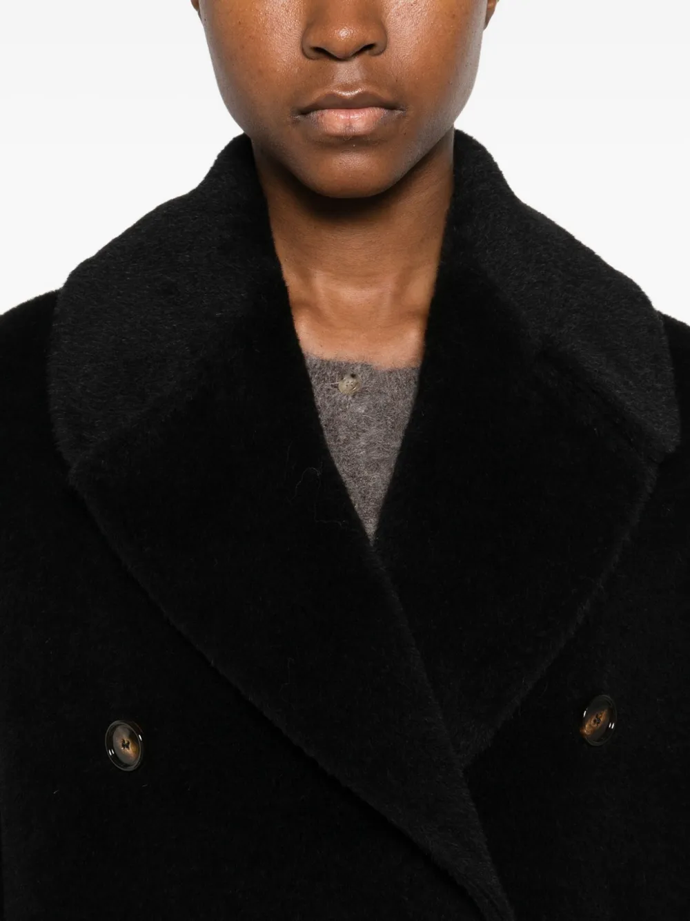 Tagliatore Double-breasted Alpaca And Virgin Wool Coat In Black