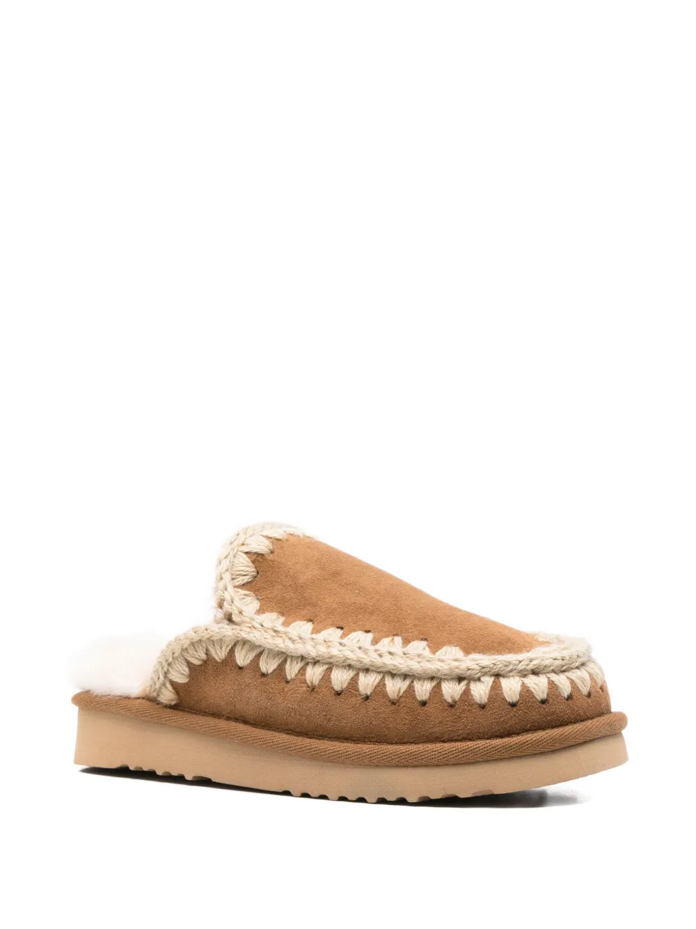 Mou Double Face Sheepskin Slippers In Brown