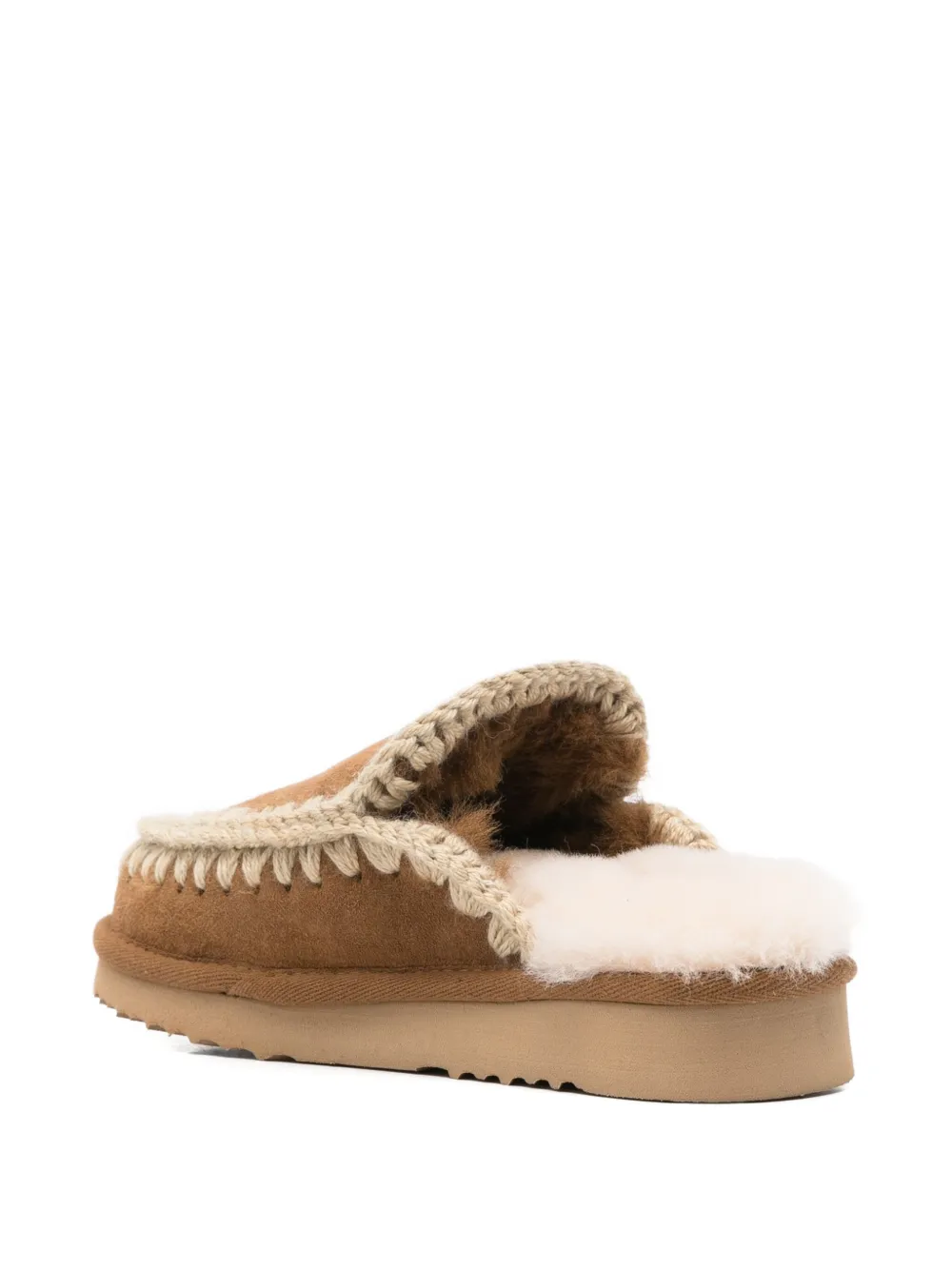 Mou Double Face Sheepskin Slippers In Brown