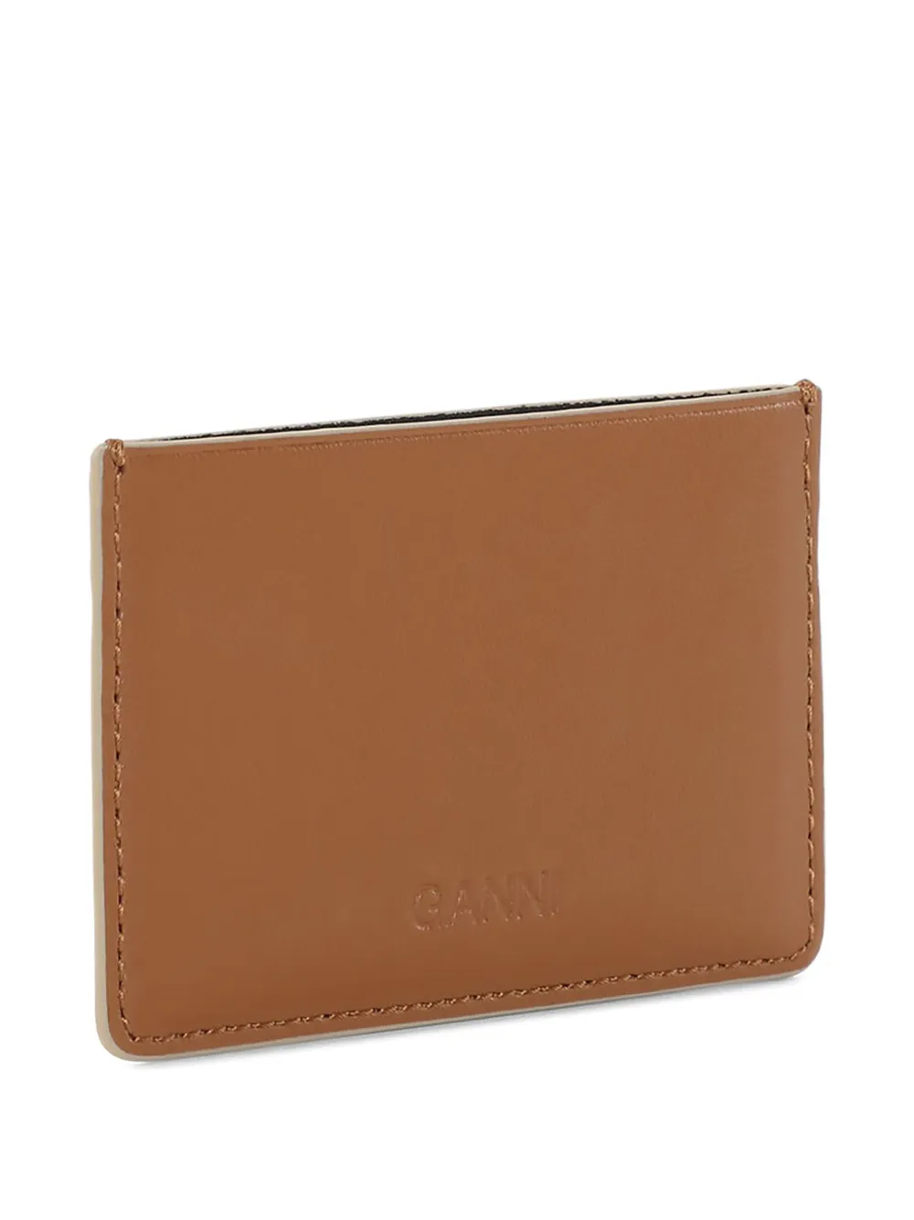 Ganni Logo-plaque Card Holder In Brown
