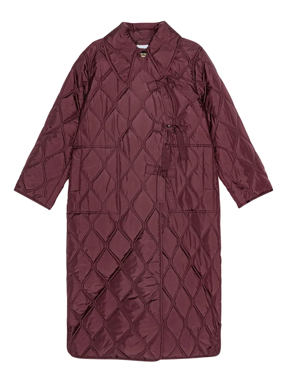 GANNI quilted tie coat | Red | Image 1