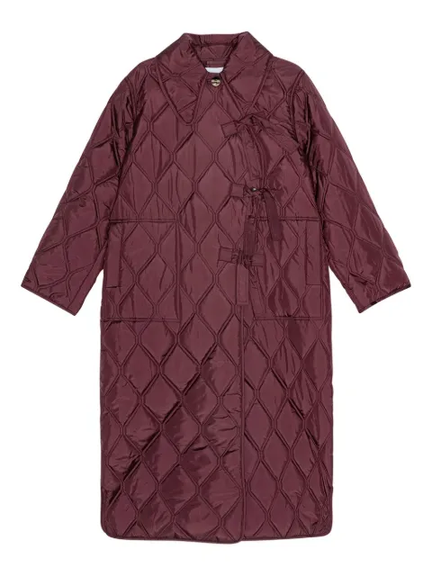 GANNI quilted tie coat