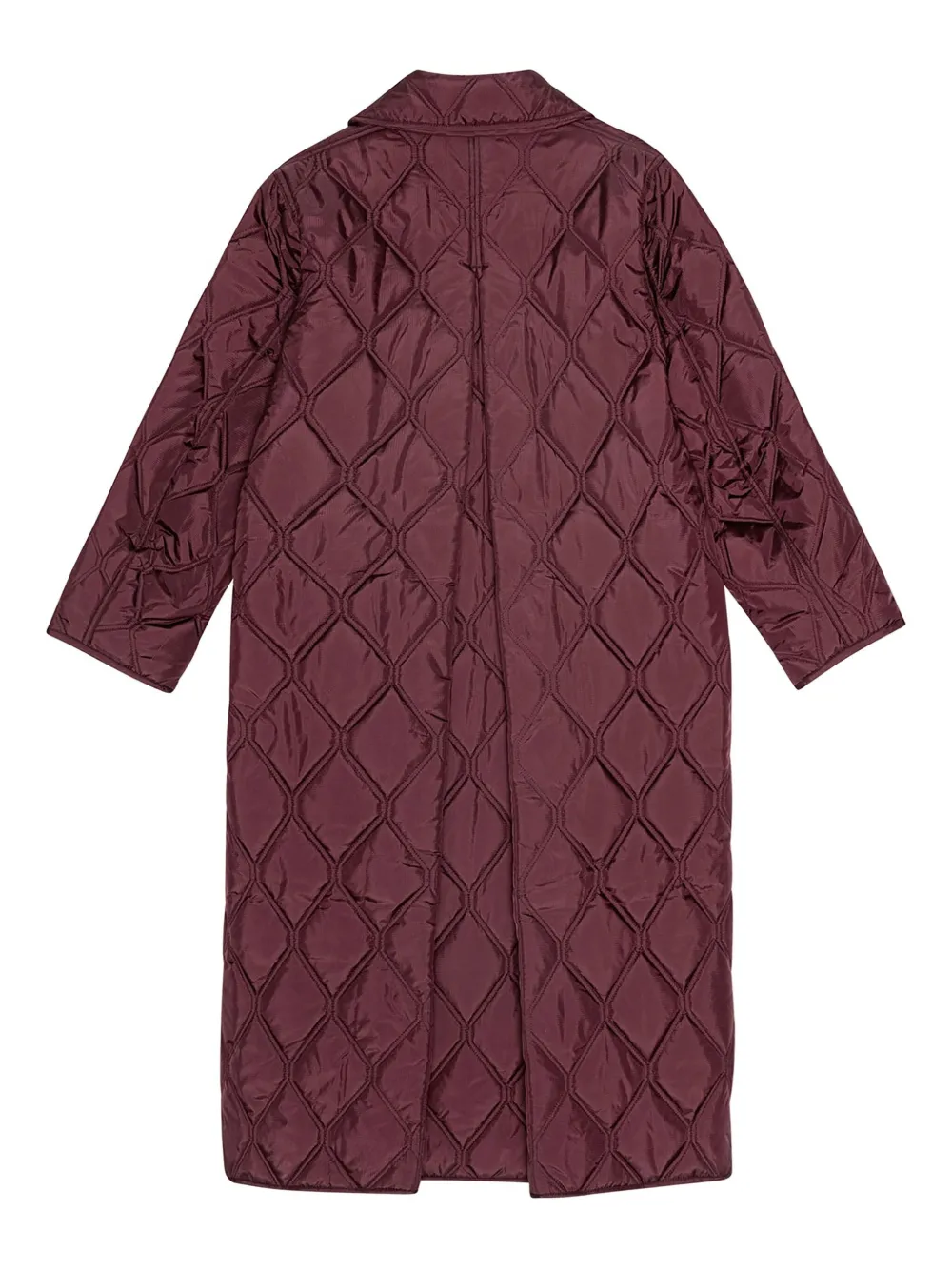 Ganni Quilted Tie Coat In Purple