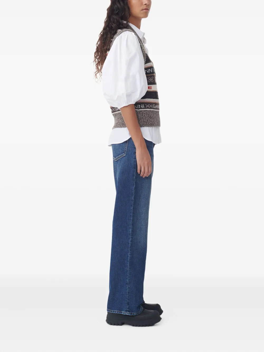 Ganni V-neck Vest In Brown