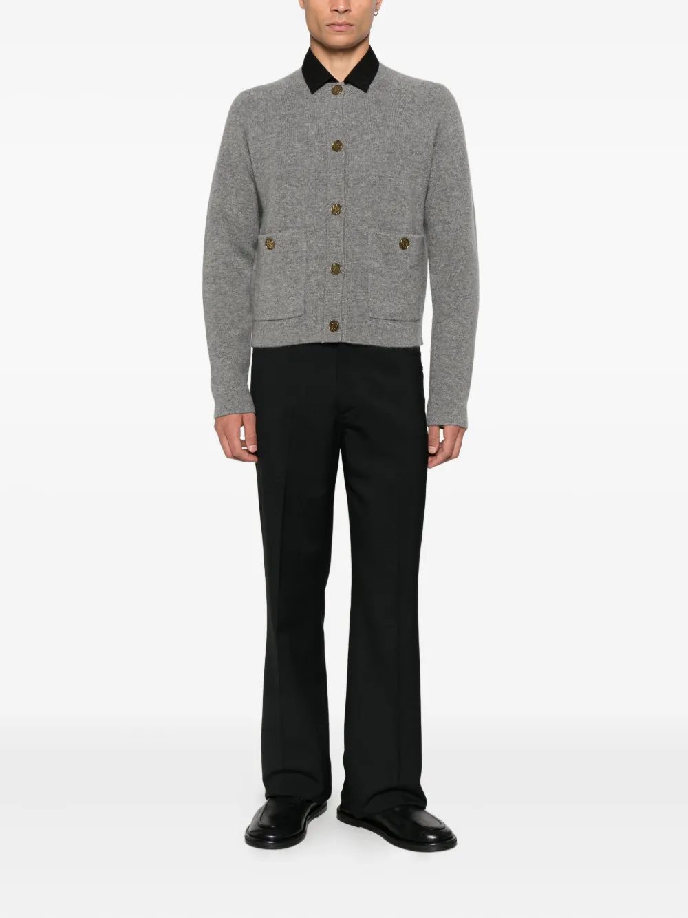 Totême Hammered Button Cardigan Grey Melange In Gray