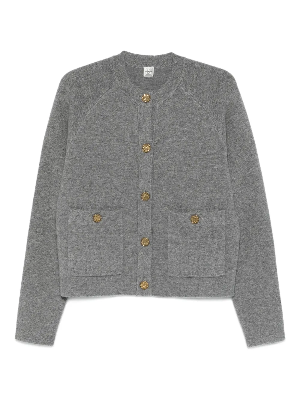Totême Hammered Button Cardigan Grey Melange In Gray