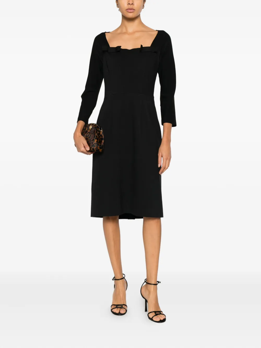 A.N.G.E.L.O. Vintage Cult 1950s midi-jurk met strikdetail - Zwart