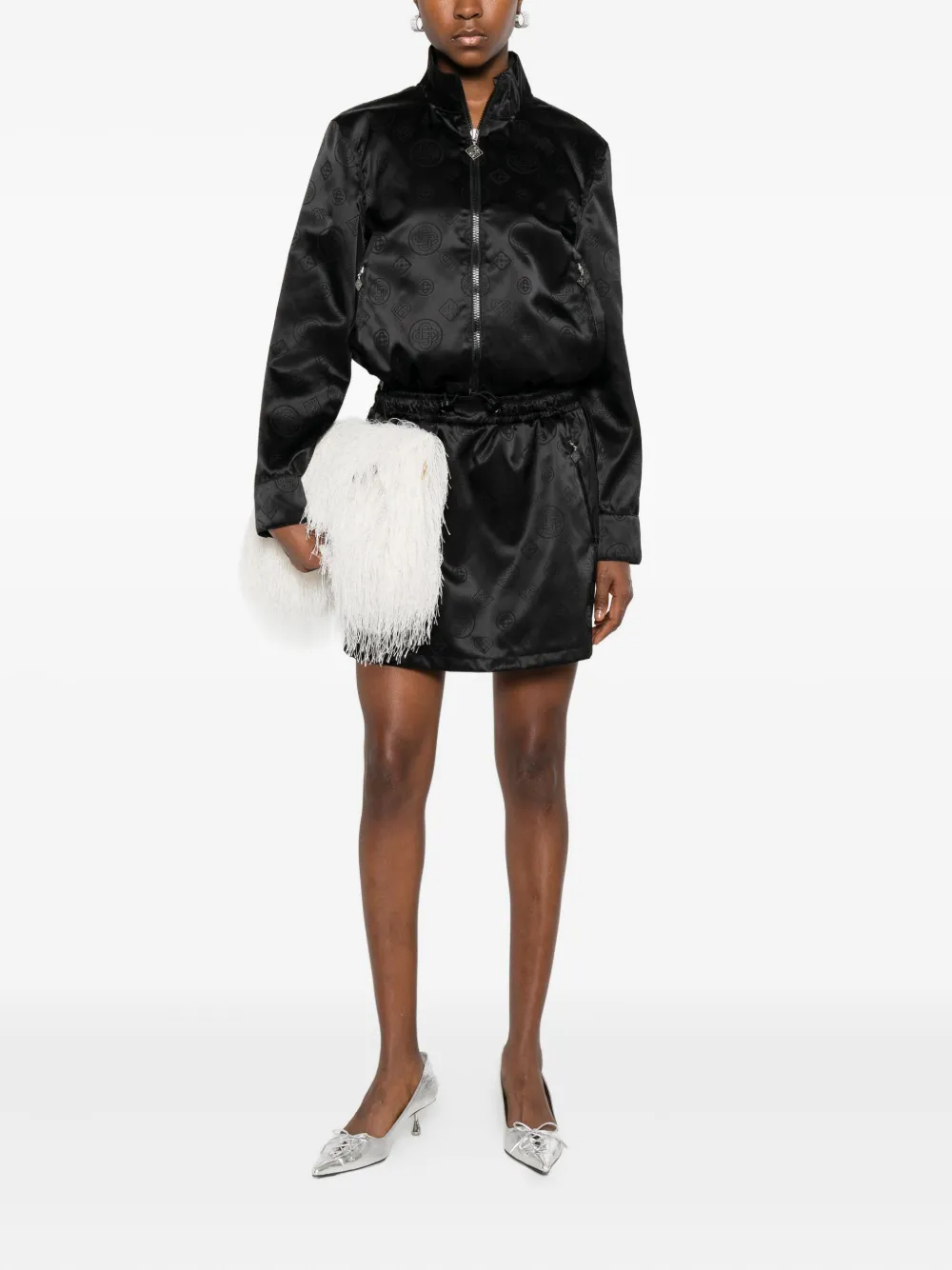 Casablanca Zippered Long-sleeved Casual Jacket In Black