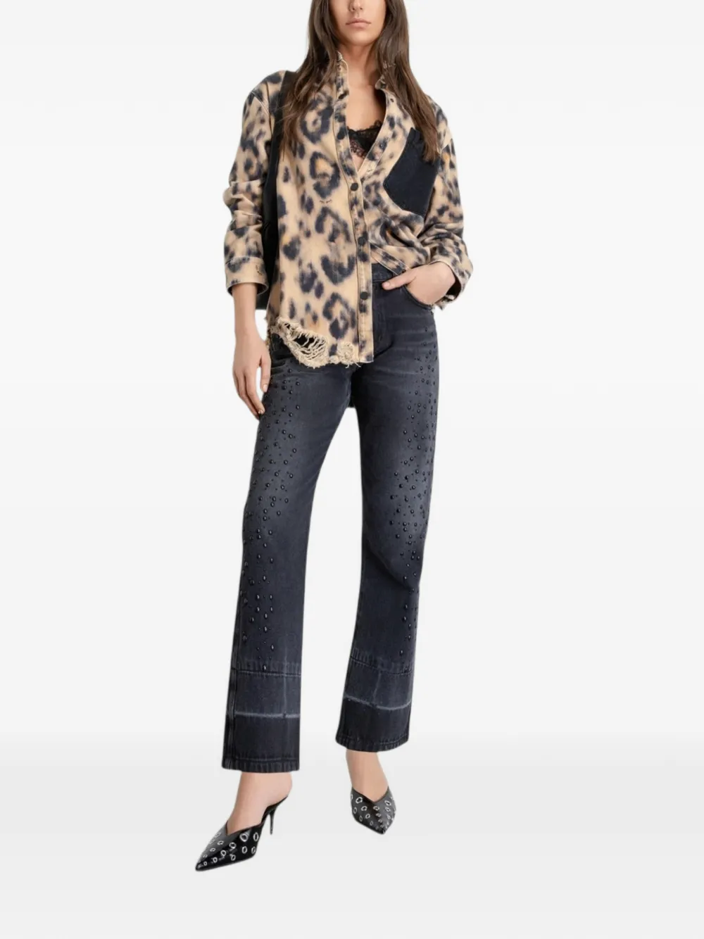 Gaelle Appliqué slim boy trousers - Zwart