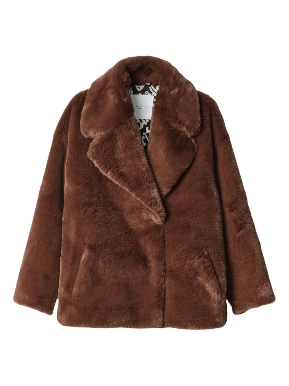 Gaelle Pelliccia lapel coat - Marrone
