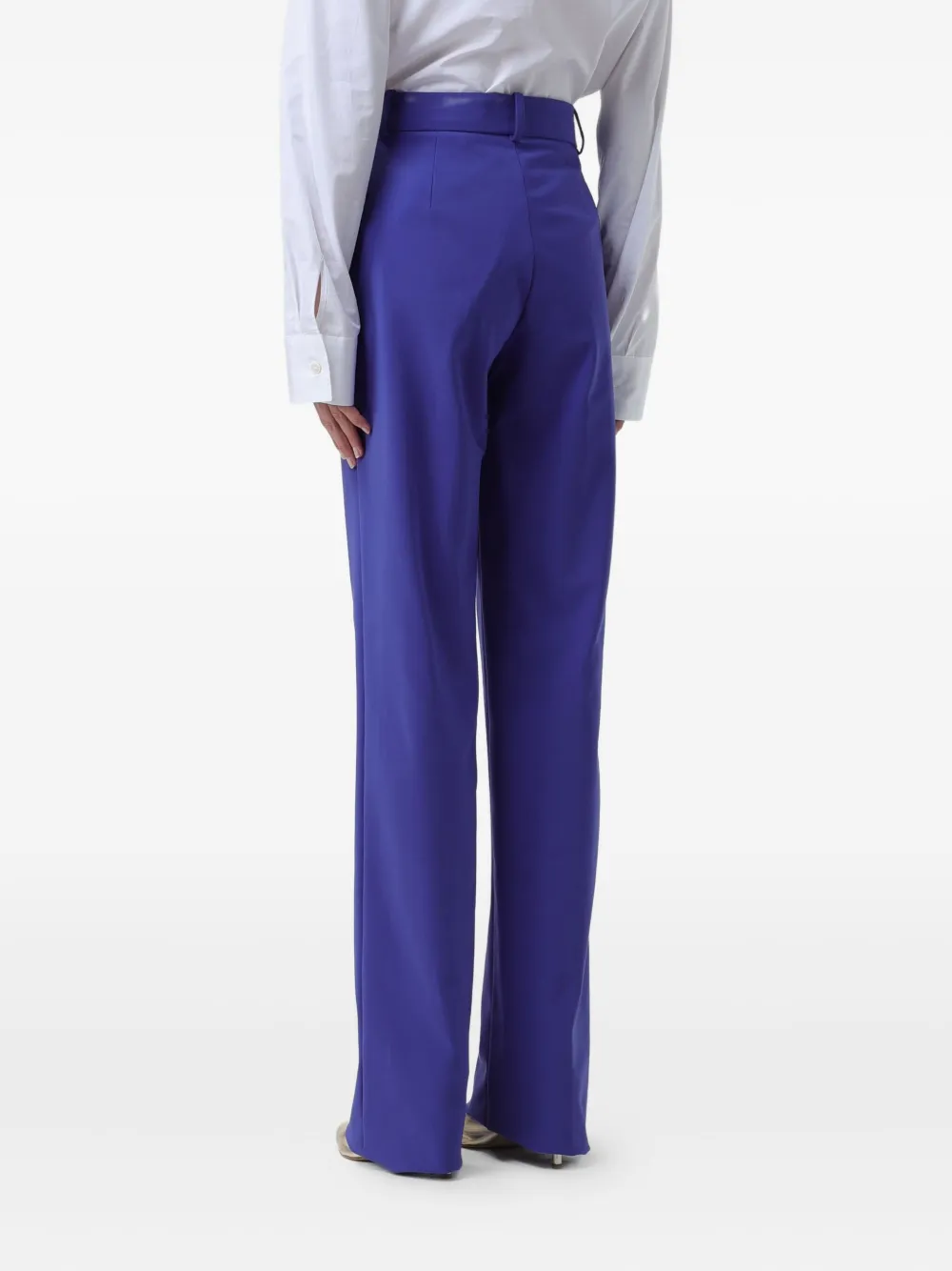 Elisabetta Franchi Logo Charm Straight Leg Pants In Blue