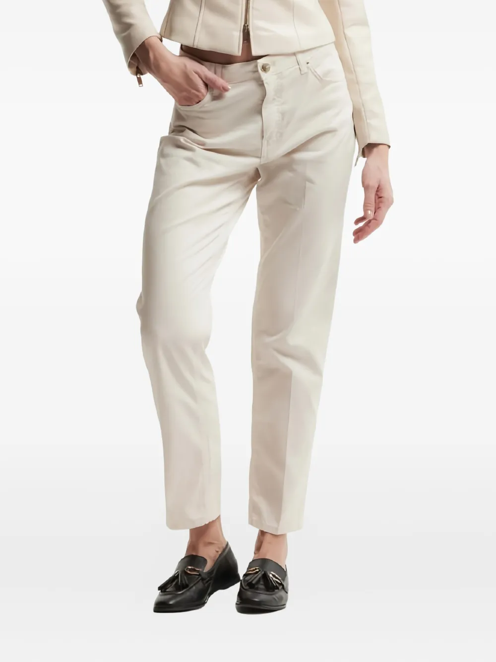 Kocca Beige Straight Trousers With Tailored Fit And Classic Button Closure In Neutral