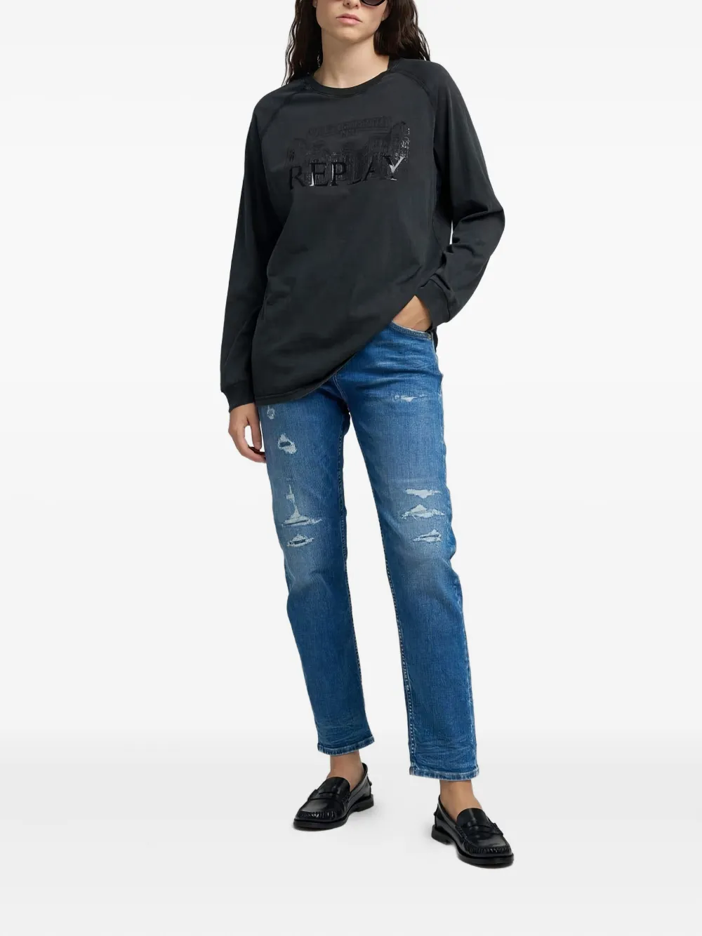 Replay Marty distressed Jeans - Blauw