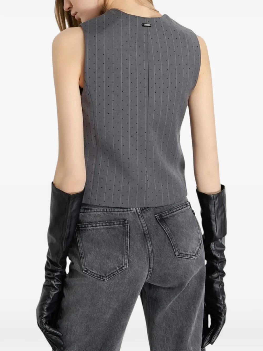  Gaelle Pinstripe Buttoned Jacket - Grey 