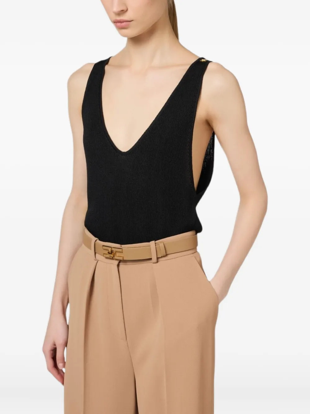 Elisabetta Franchi Tricot top met V-hals Zwart