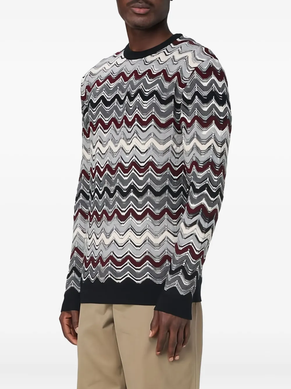 Missoni zigzag-pattern crew-neck sweater - Grijs