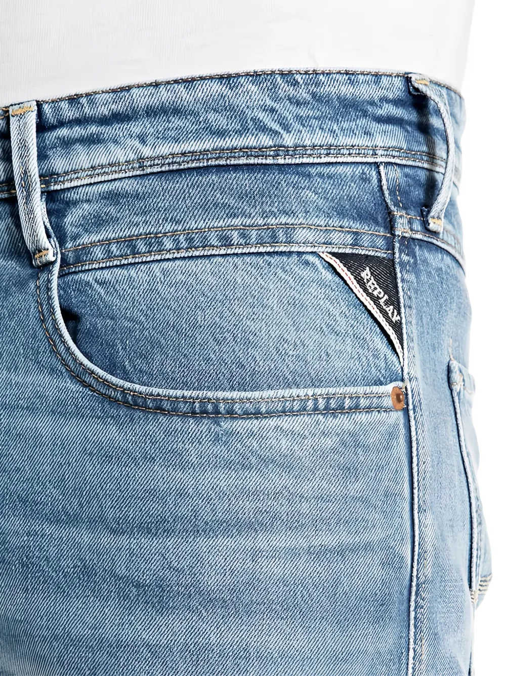 Replay Anbass jeans met opgestikte zak Blauw