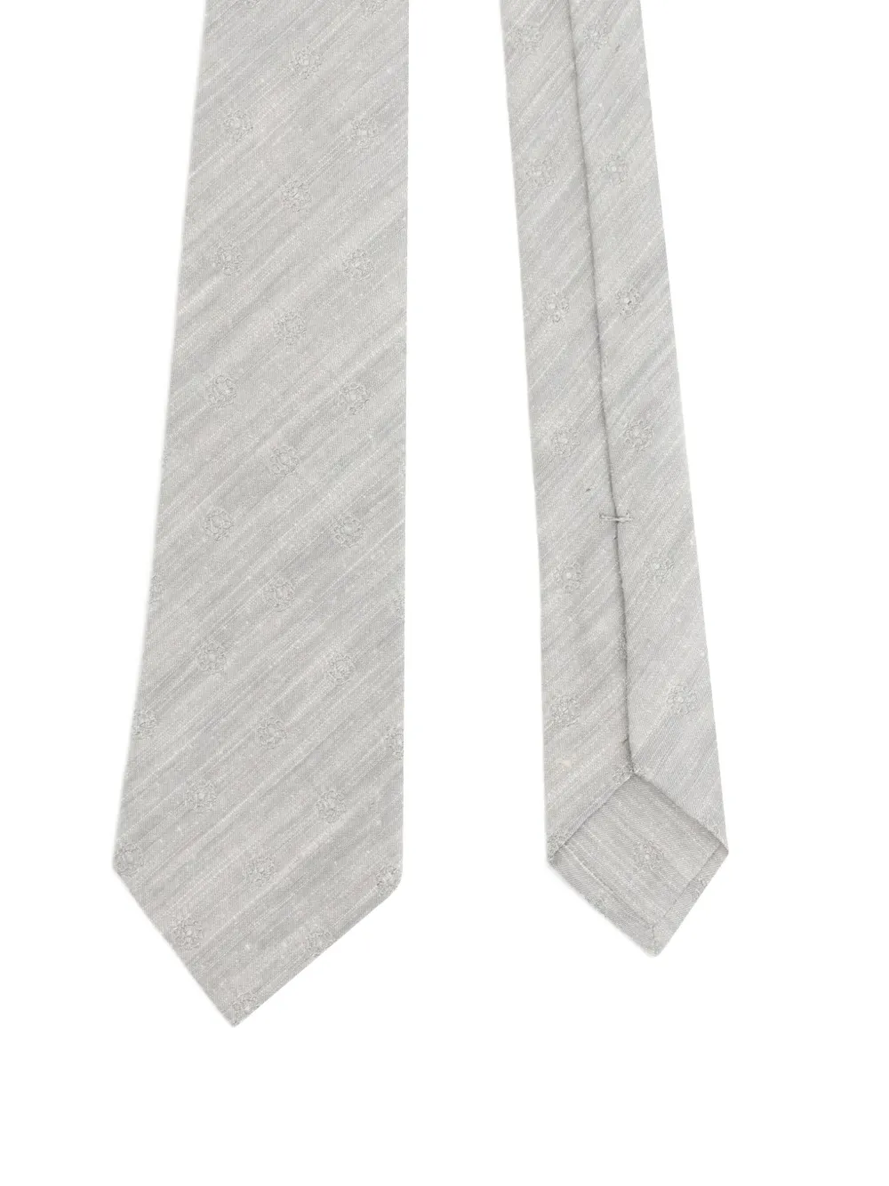 Kiton Floral Embroidery Tie In Gray