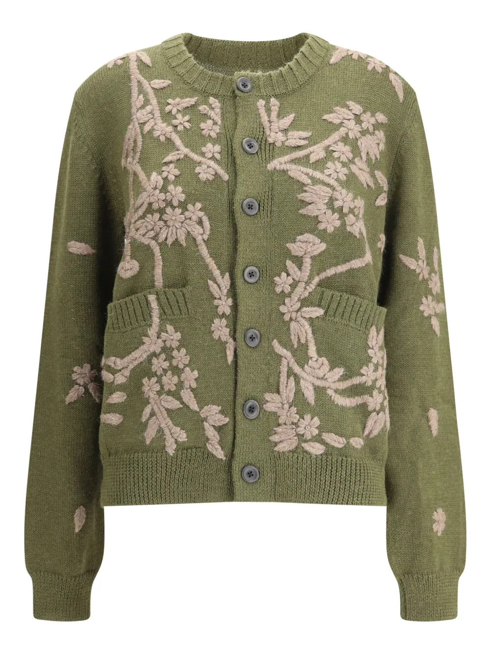 Baziszt Blossom Floral Cardigan In Gray