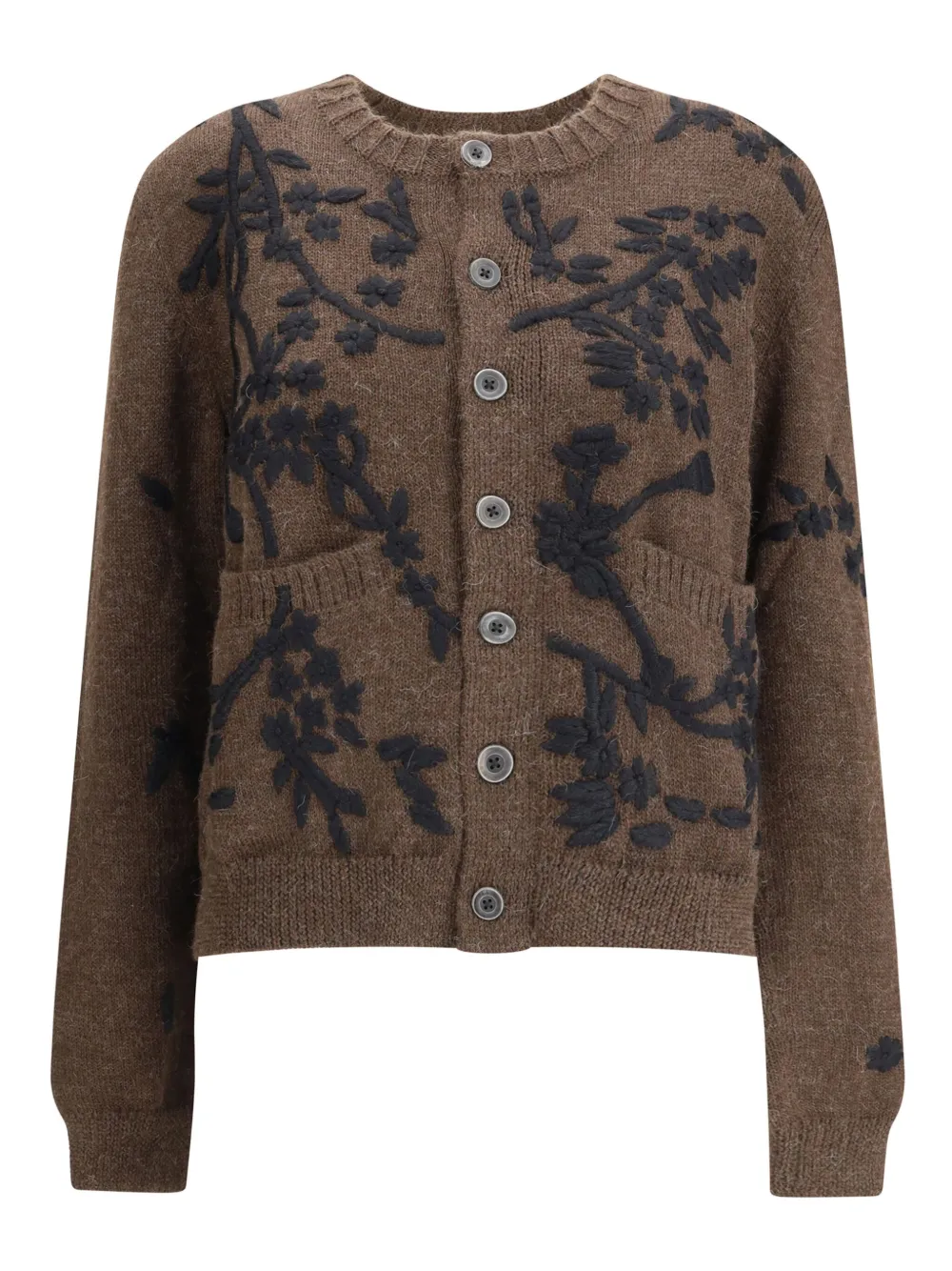Baziszt Blossom Floral Cardigan In Green