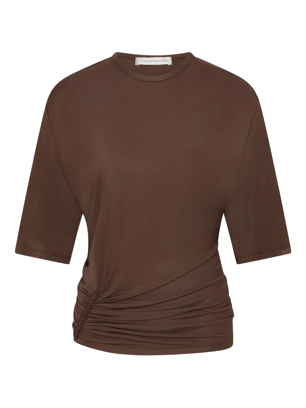 Christopher Esber Shibari Ruche Jersey T-shirt In Brown