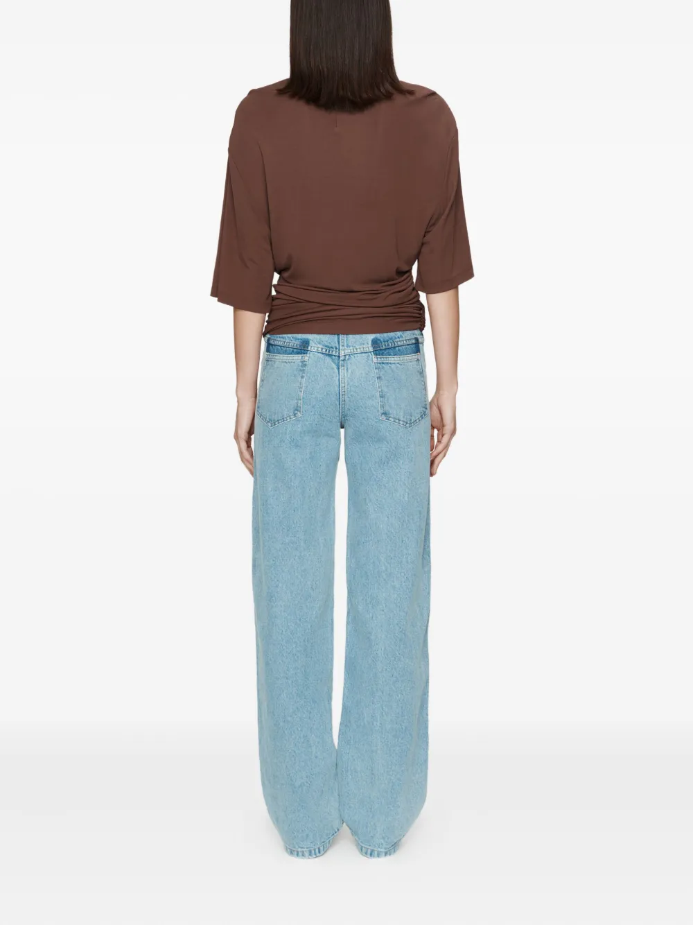 Christopher Esber Shibari Ruche Jersey T-shirt In Brown