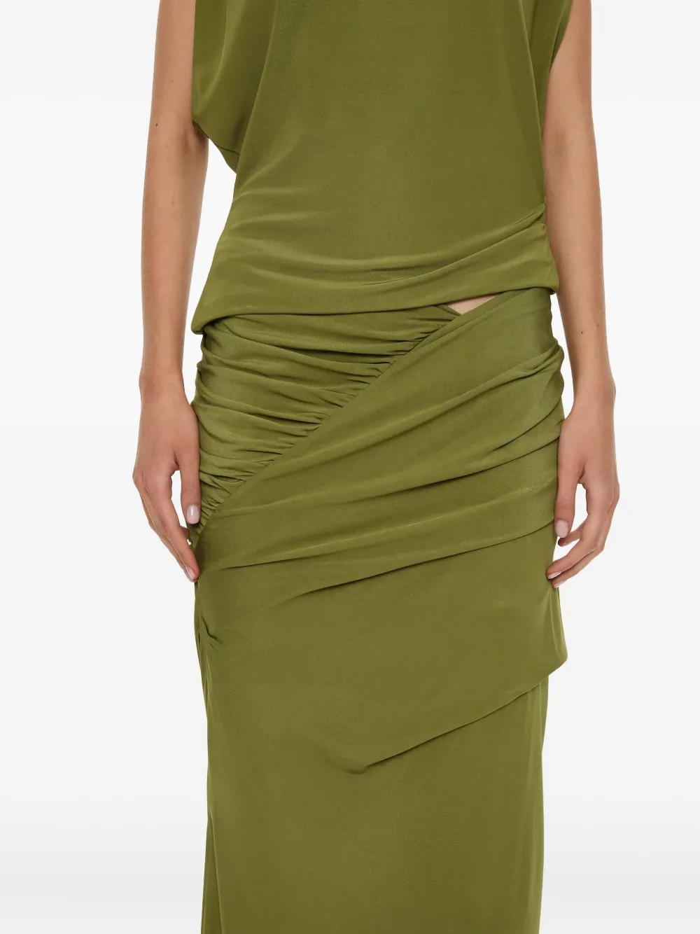 Christopher Esber Christo Draped Jersey Maxi Skirt In Green