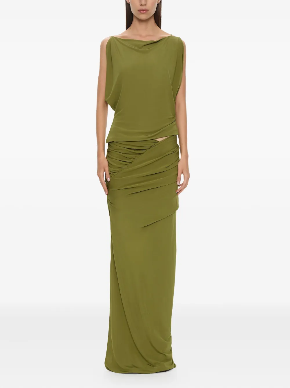Christopher Esber Christo Draped Jersey Maxi Skirt In Green
