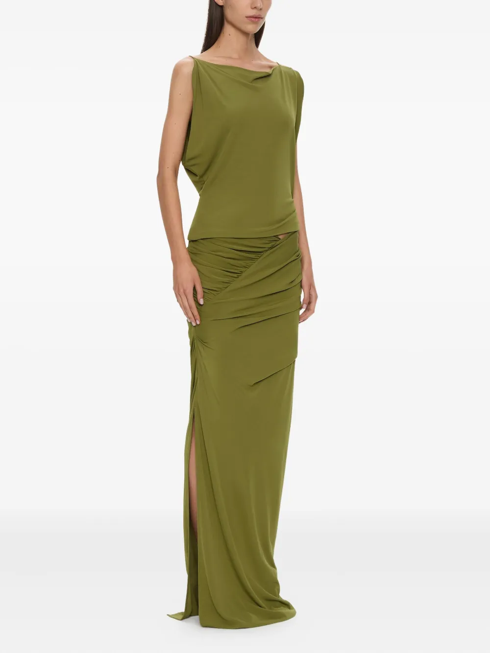 Christopher Esber Christo Draped Jersey Maxi Skirt In Green