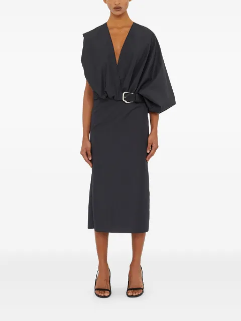 Christopher Esber belted swaddled taffeta midi dress