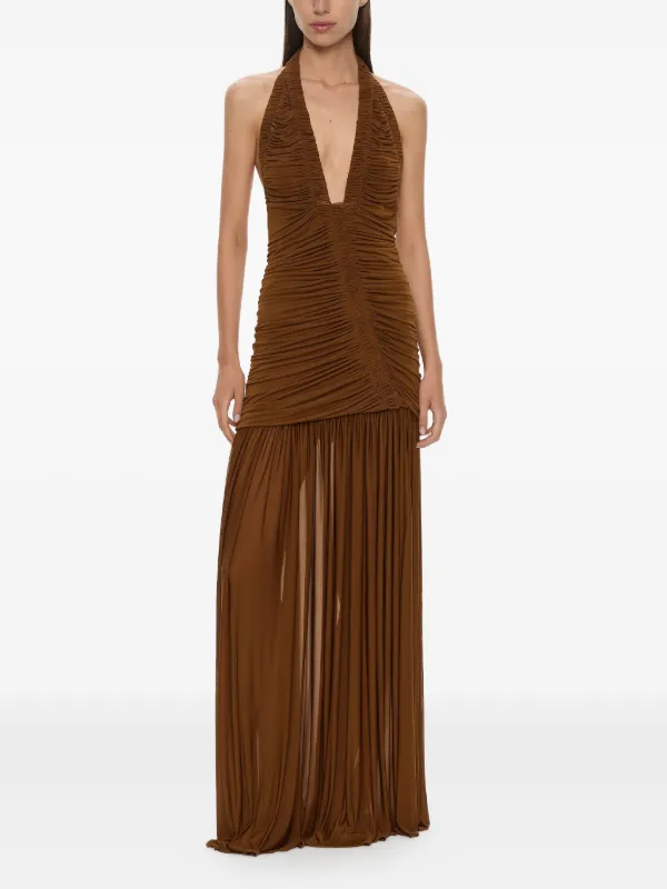 brown christopher esber dress Christopher Esber Brown Mini Dress with Beaded Detail Size UK 12  Sellier