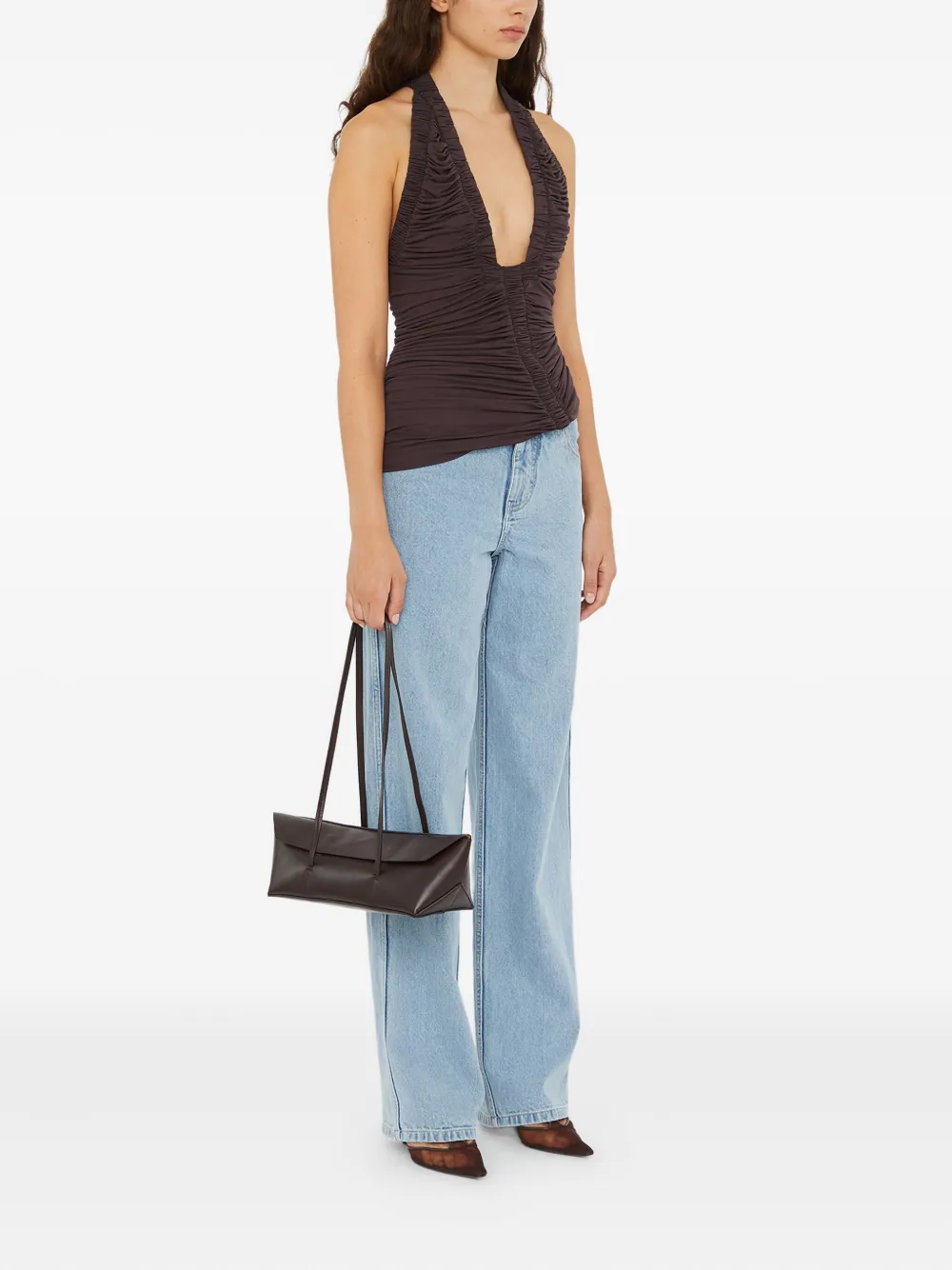 Christopher Esber Orion top met ruches Bruin